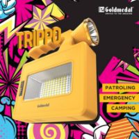 Picture of Goldmedal Trippo 10W LED IP54 Protection Solar Rechargeable Flood with Torch - Cool Daylight (6500K) + Red, Blue | Pack of 1 | Three Modes Lighting | 750 Lumens | Monocrystalline Solar Panel