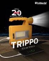 Picture of Goldmedal Trippo 10W LED IP54 Protection Solar Rechargeable Flood with Torch - Cool Daylight (6500K) + Red, Blue | Pack of 1 | Three Modes Lighting | 750 Lumens | Monocrystalline Solar Panel