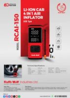 Picture of Ralli Wolf 4in1 150PSI Cordless Air Inflator, 5400 mAh Battery for Car, Bike, Cycle, Ball (RCAI-150) - 6 Months Waranty